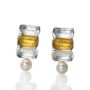 Bamboo Stud Pearl Earrings